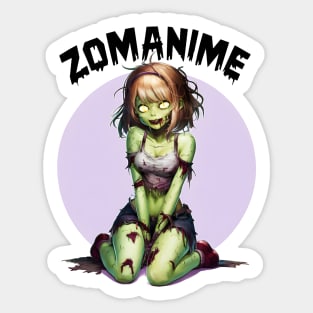 Zombie Anime girl, ZOMANIME cute monster kawaii anime tee Sticker